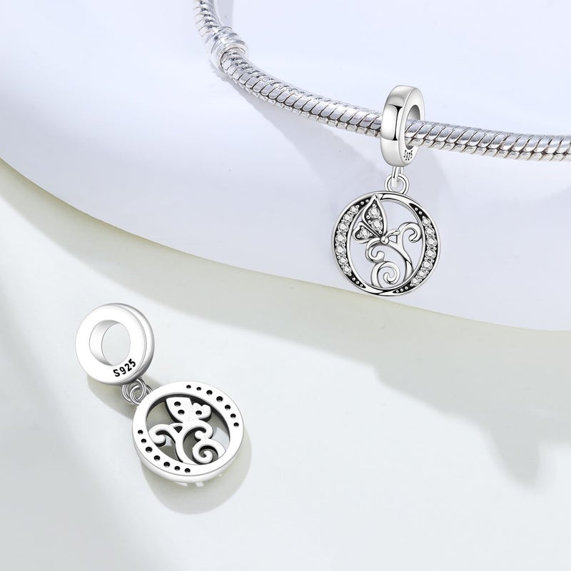 PANPOKI Store 2 Pack 925 Sterling Silver Butterfly Letter Charms for Bracelets and Necklace Alphabet Initial Dangle Pendants Round Spacer Beads Pave Cubic Zirconia Jewelry Gift for Women - Image 2